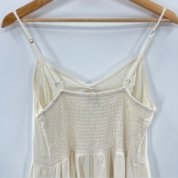 J for Justify Linen Cream Smocked Cami Midi Dress Size Medium - Picture 4 of 12